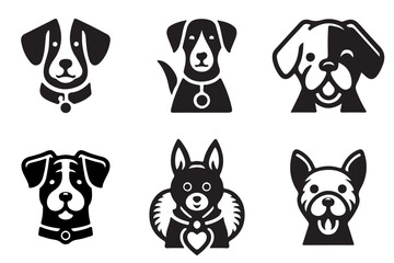 Set of Dog Logo Design Icon Symbol Vector Template. Dog Head Logo Vector Illustration. Silhouette simple. Animal Logotype concept.