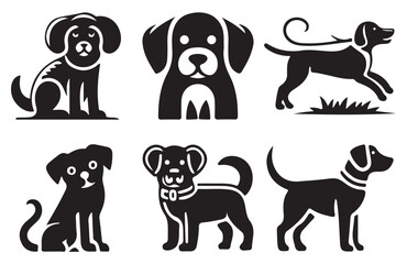 Set of Dog Logo Design Icon Symbol Vector Template. Dog Head Logo Vector Illustration. Silhouette simple. Animal Logotype concept.