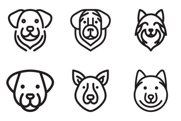 Set of Dog Logo Design Icon Symbol Vector Template. Dog Head Logo Vector Illustration. Thin Line Dog Logo. Animal Logotype concept.