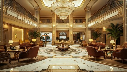luxury hotel lobby with exclusive furniture and a luxurious atmosphere, background