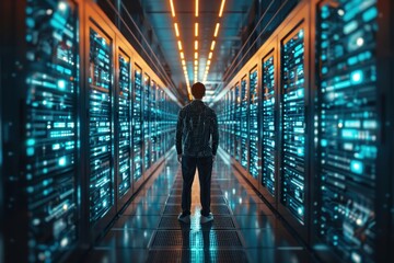 A Man in a Server Room