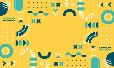 Obraz premium Modern abstract background with memphis elements in yellow and retro themed posters banners and website landing pages.