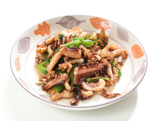 Fried squid with chili, a Chinese delicacy