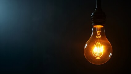 Lighted hanging bulbs against the backdrop of a black wall