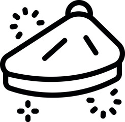 Line art icon of a traditional french beret hat surrounded by sparkles, celebrating bastille day