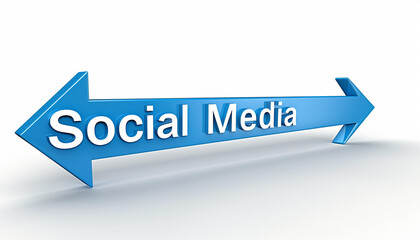 Blue arrow with the words "Social Media" pointing left on a white background