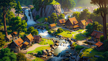 anime style house in the forest