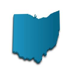 3d Map of Ohio state with color.  United State of America, US, United State.
