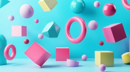  Realistic 3d shapes floating background