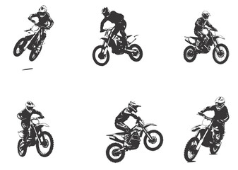 Fototapeta premium silhouettes of man riding on motocross vector design