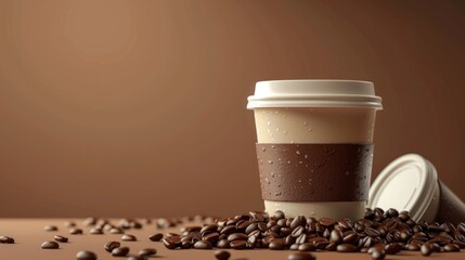 Naklejka premium Realistic product advert template with coffee cup