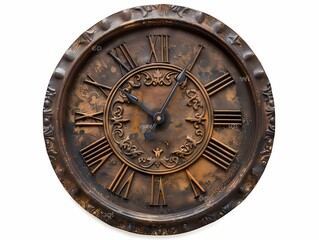 Obraz premium antique clock with ornate carvings isolated on white background