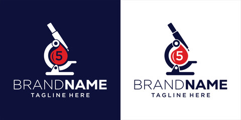 Creative Microscope and Water Logo Design, Suitable For Biological Microscope Logo, Laboratory, Analysis, Medical Center Sign, Design Inspiration, Illustration, Vector