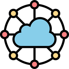 Edge Computing Colored Outline Icon Vector