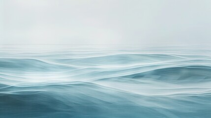 Naklejka premium Serene ocean waves under a calm, misty sky, capturing a tranquil and soothing marine landscape.