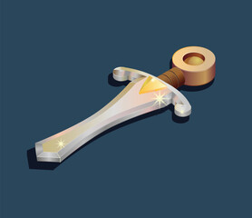 Sword game asset object in 3d isometric view vector