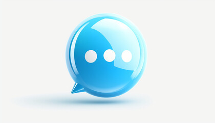 Blue chat bubble icon with three white dots on a white background