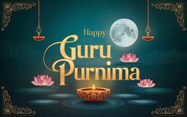 Guru Purnima typography Illustration and Celebration background