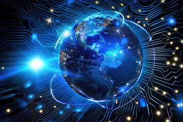 Fototapeta premium The Blue Circuit and the Earth