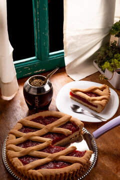 Frola pasta stuffed with homemade baked quince paste, traditional Argentine
