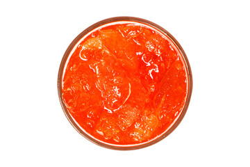 Tea lemon cocktail cola with crushed ice on tall glass on top corner isolated on cut out PNG or transparent background. Refreshing summer drink with sweet and sour taste is popular in Thailand.