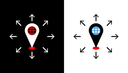 Location expansion location line symbol with arrows.