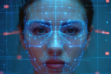 Facial recognition of a woman's face,