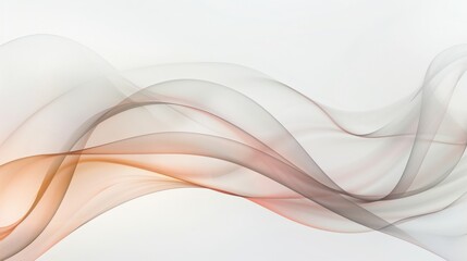 Obraz premium Abstract background with flowing, smooth waves in shades of orange and gray on a white backdrop, perfect for modern designs and layouts.