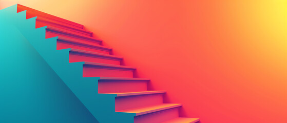 Obraz premium Achievement ladder in career, flat design, vibrant top view
