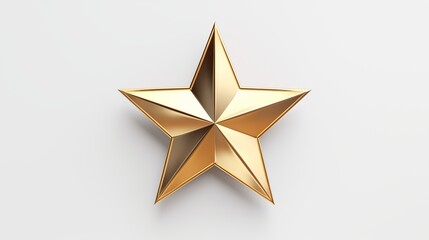 Fototapeta premium 3D Golden Five-Pointed Star Emblem Shining Brightly