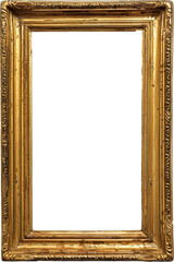 Vintage gold photo frame isolated on transparent background. PNG