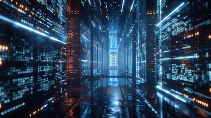 Fototapeta premium visual representation of firewalls and intrusion detection systems safeguarding a network against cyber threats and unauthorized access