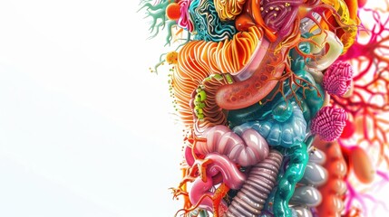Vibrant abstract representation of human organs on a white background. Colorful and detailed medical illustration.