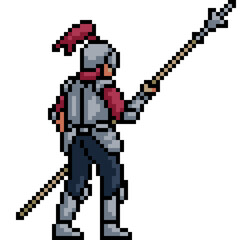 Obraz premium pixel art of man knight spear