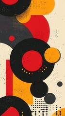 Obraz premium Abstract geometric artwork with bold circles and vibrant colors, perfect for modern decor and creative projects.