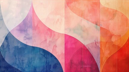 Colorful abstract geometric background with pastel hues, flowing lines, and soft gradients, perfect for design and artistic projects.
