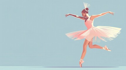Obraz premium Elegant ballerina dancing gracefully in a pink tutu against a minimalist background, showcasing the beauty of ballet and artistic expression.