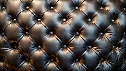 Fototapeta premium Black Tufted Leather Texture With Diamond Pattern.