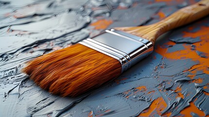 Fototapeta premium Medium Shot of Wooden Handled Paintbrush