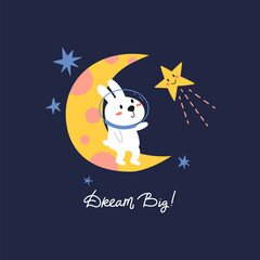 Rabbit on the moon illustration