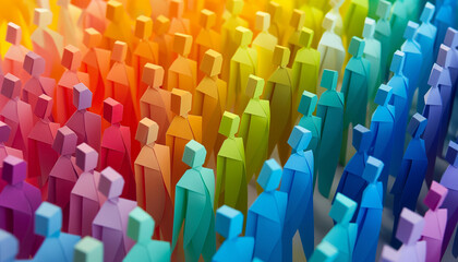 Obraz premium Group of colorful figures standing together, representing diversity and unity