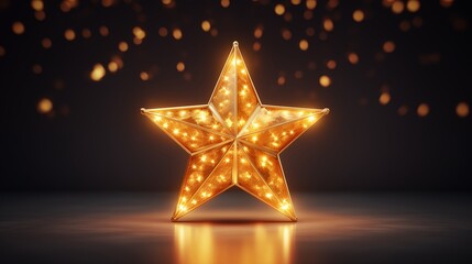 Illuminated Gold Star Decoration with Sparkling Lights for Festive Celebrations