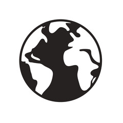 globe earth map element icon flat black