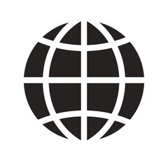 globe earth map element icon flat black