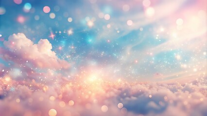 Fototapeta premium A Beautiful And Serene Sky Filled With Glittering Stars And Fluffy Clouds.