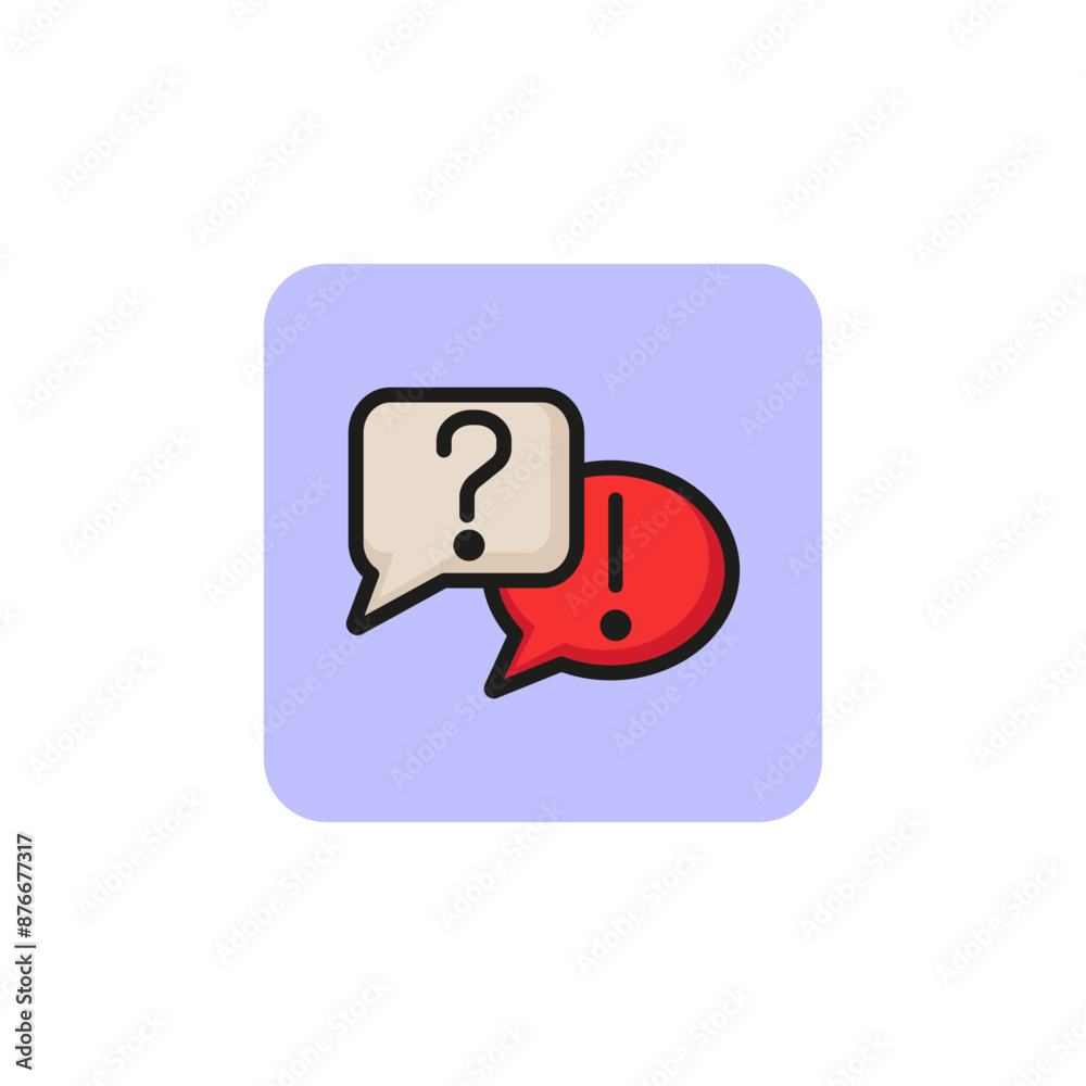 Poster speech bubbles with question and exclamatory marks line icon. solution, help, faq. startup concept. 
