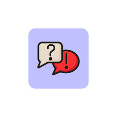 Speech bubbles with question and exclamatory marks line icon. Solution, help, FAQ. Startup concept. Vector illustration can be used for topics like business, communication, service