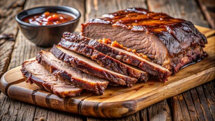 A Delicious And Juicy Sliced Beef Brisket, Perfect For A Summer Barbecue.
