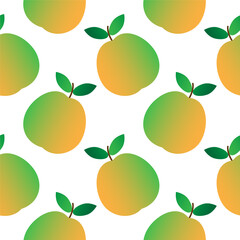 Seamless apple pattern. Fruit isolated on white background. Vector illustration.