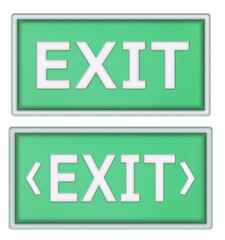 緑色の長方形で囲まれたEXITの看板のセット